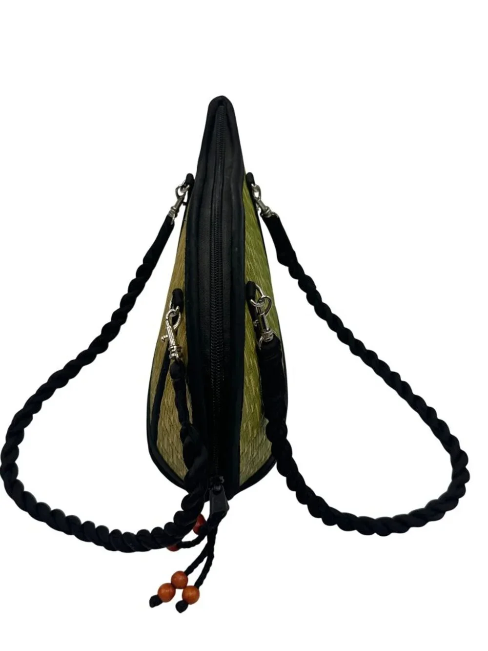 Baskets of Cambodia Kiri Wave Shoulder Bag Purse Medium Green Woven 2032